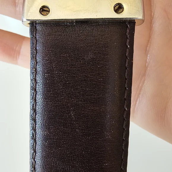 Gucci Vintage Leather Reversible Belt Gold Logo Buckle 70s  display picture 1